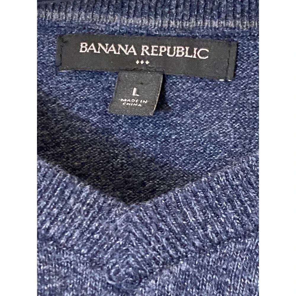 Banana Republic Mens Blue V Neck Long Sleeve‎ Sweater Size Large